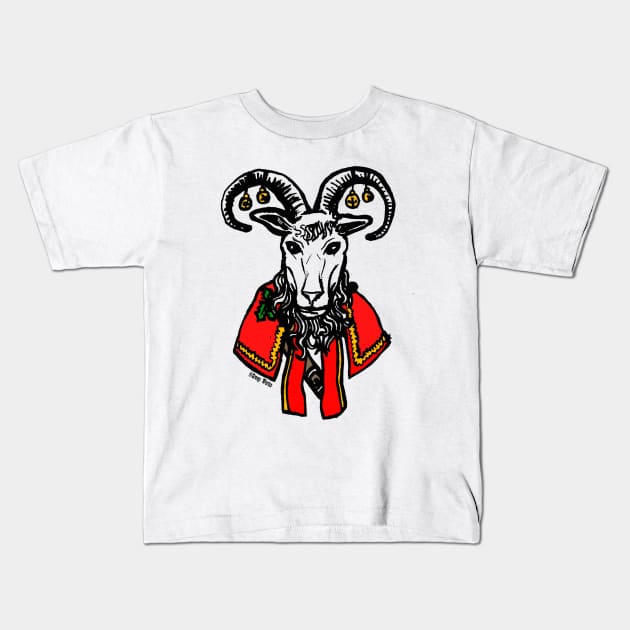Yule Goat Scandinavian Christmas Spirit Kids T-Shirt by maroonbeard
